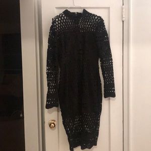 Black lace midi dress